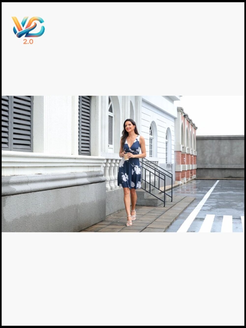 Sleeveless Deep V Neck Flowy Sundress with Pockets Summer - Picture 7 of 7